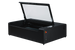 FLUX HEXA RF laser cutter - side angle view, lid open
