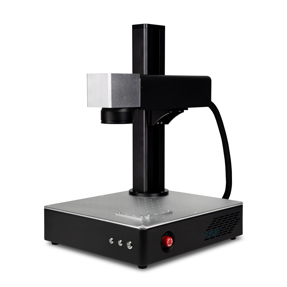 FLUX Promark Desktop D50 fiber laser marking machine, angled front view