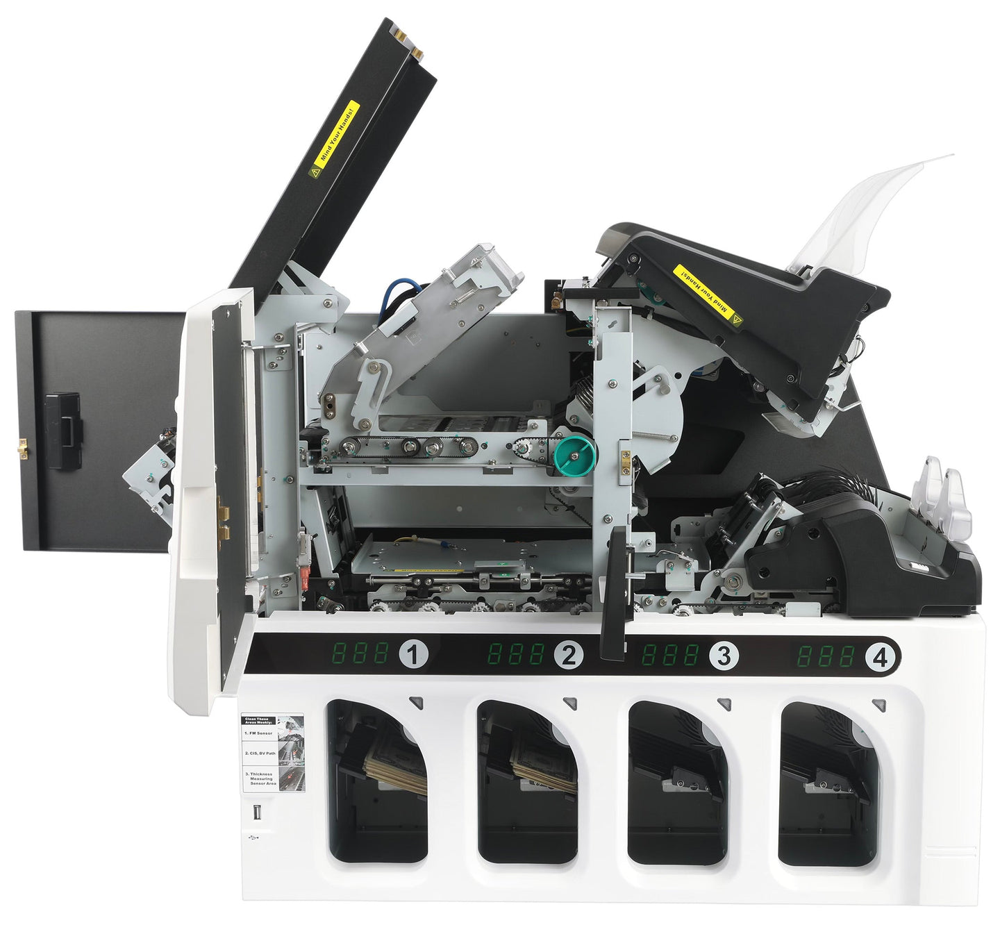 Carnation FedPro CR5000 banknote sorter, display detail