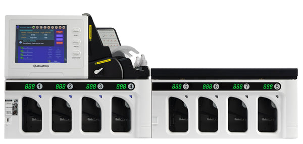 Carnation FedPro CR5000 banknote sorter, angled view