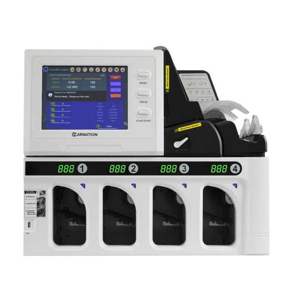 Carnation FedPro CR5000 banknote sorter, front view