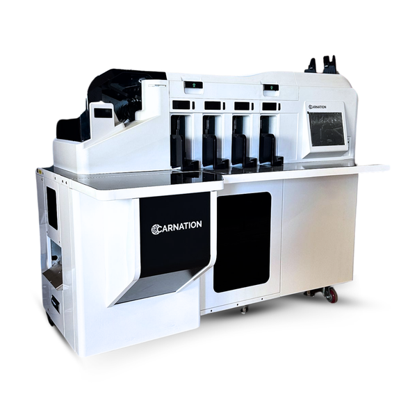 Carnation FedPro CR9500 currency sorter and strapping machine, front view