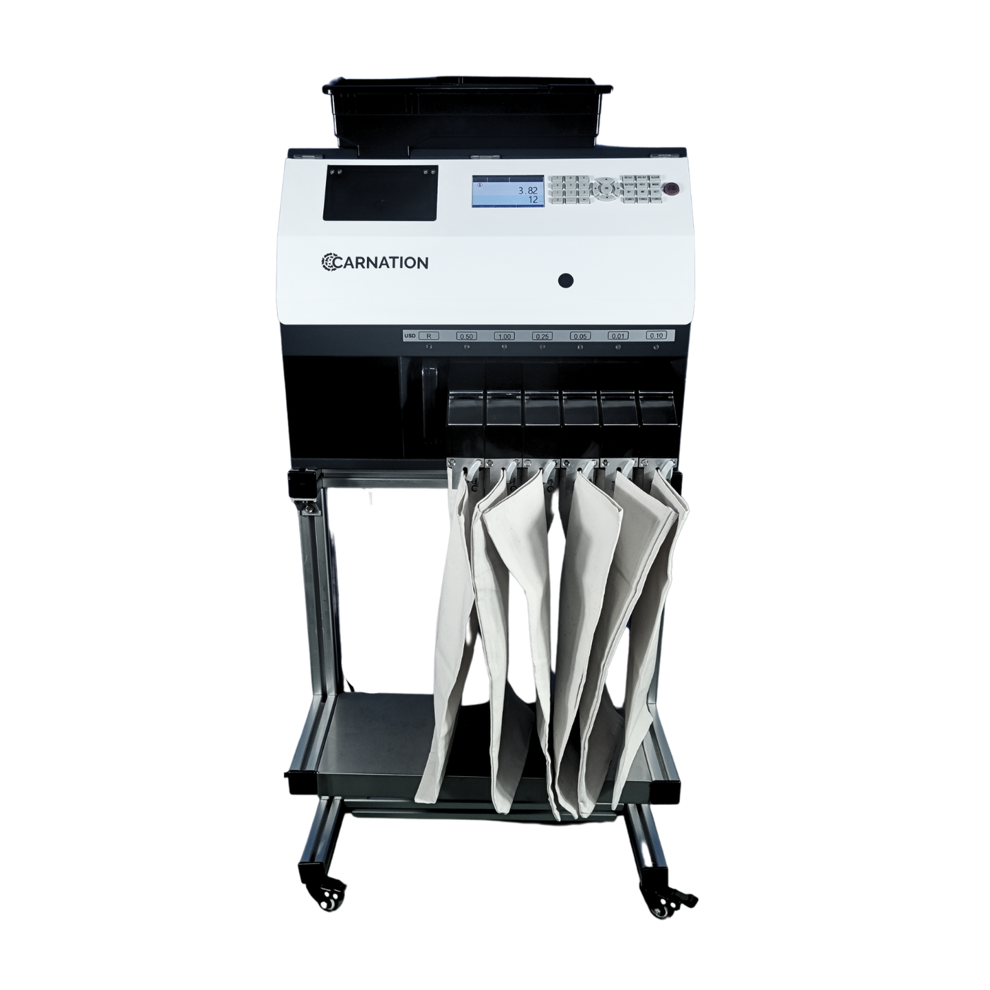 Carnation FedPro CRC600 coin counter and sorter, front view