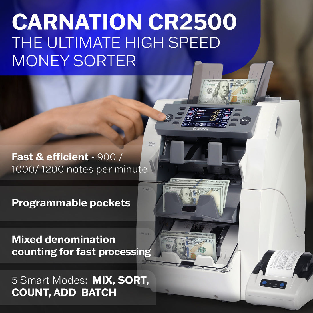 Carnation FedPro CR2500 currency counter counting bills