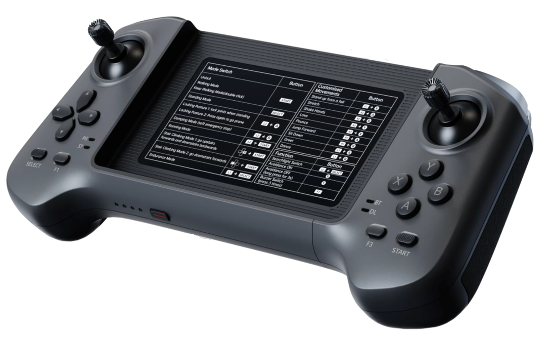 Unitree H2 handheld remote controller with display screen and dual joysticks