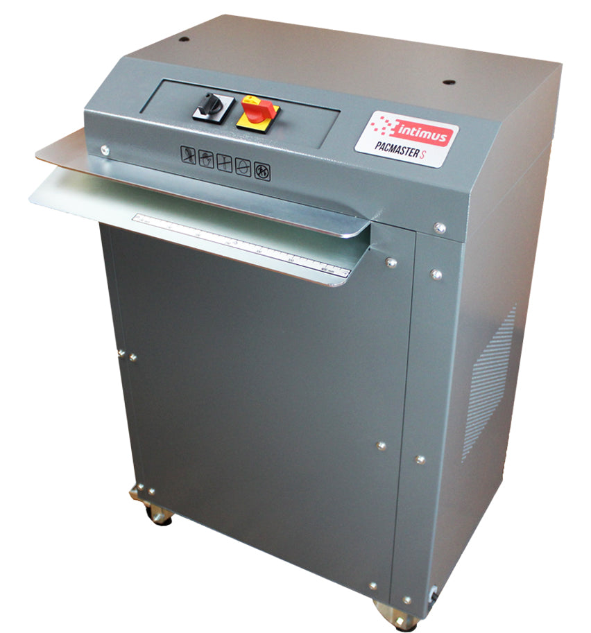 Intimus PacMaster S top view of feed table and size guide